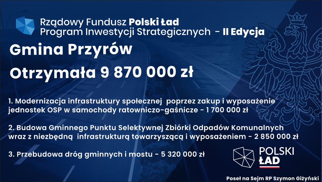 Czek potwierdzający otrzymanie środków finansowych z Rządowego Funduszu "Polski Ład".