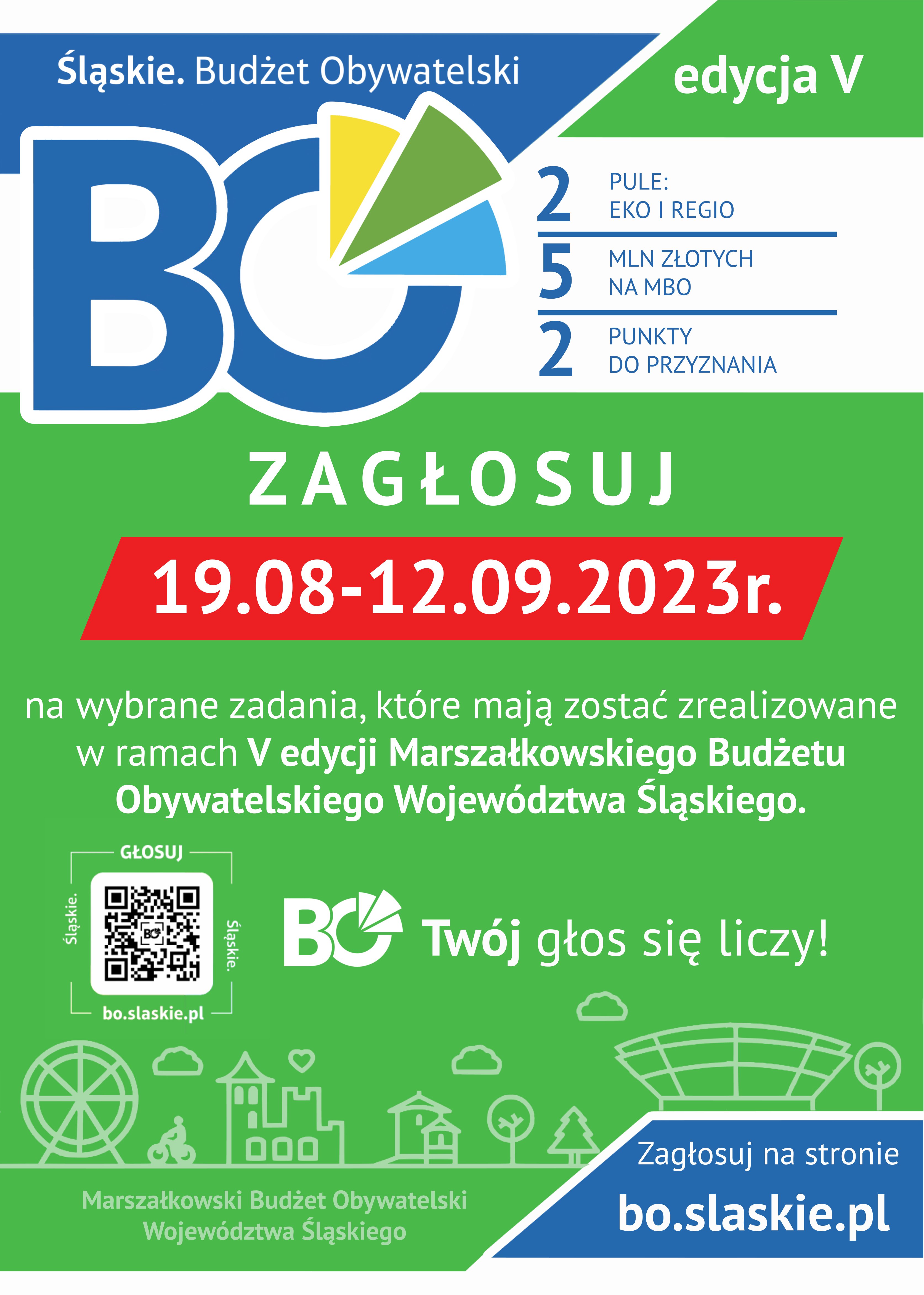Plakat promujący głosowanie w V edycji Marszałkowskiego Budżetu Obywatelskiego Województwa Śląskiego