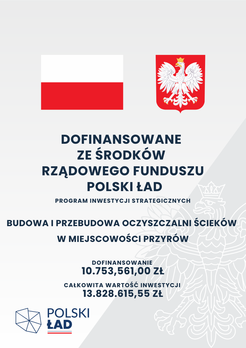 Grafika informująca o dofinansowaniu inwestycji ze środków Rządowego Funduszu Polski Ład